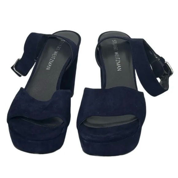 Stuart Weitzman, navy blue suede sandals, 7.5.. - Picture 1 of 9